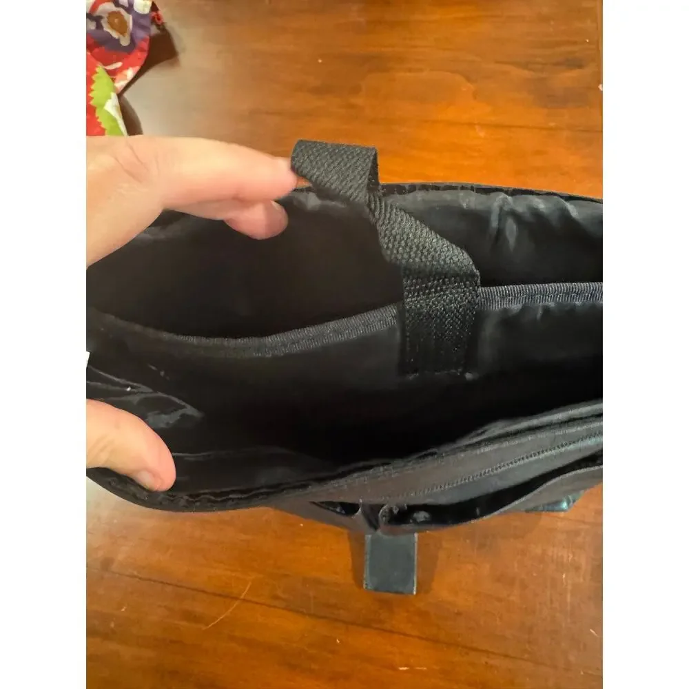 Leather black satchel unisex laptop work travel carry shoulder bag